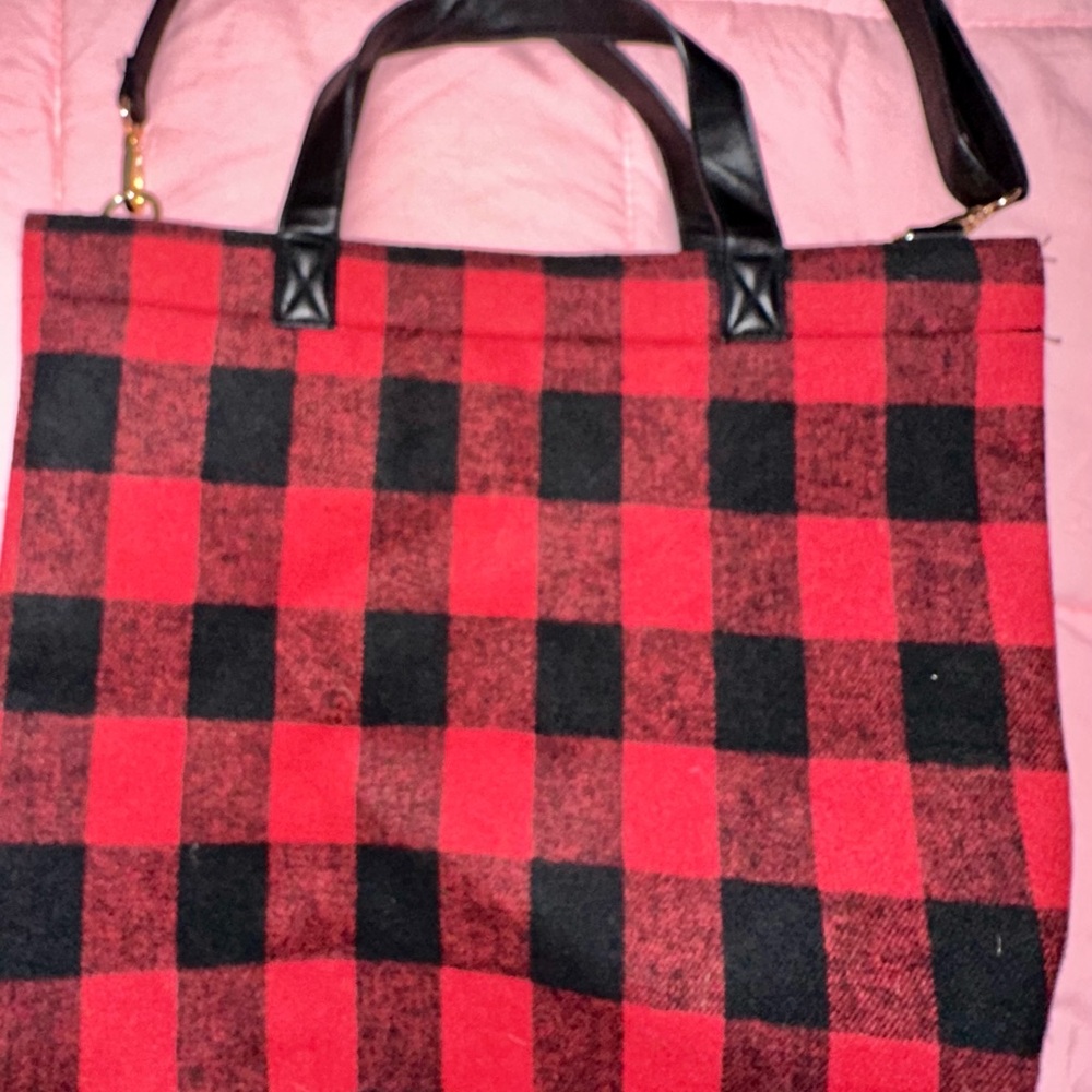 Red and Black Buffalo Plaid Tote Bag
